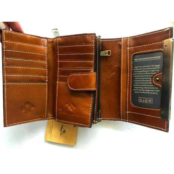 Patricia Nash Wallet Tooled Trifold Cametti Leather Florence Brown New - Picture 7 of 12